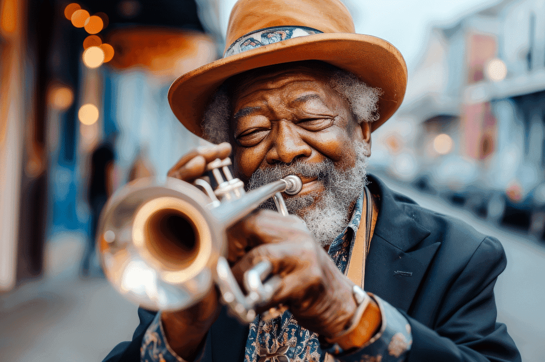 man playing trumpet in New Orleans