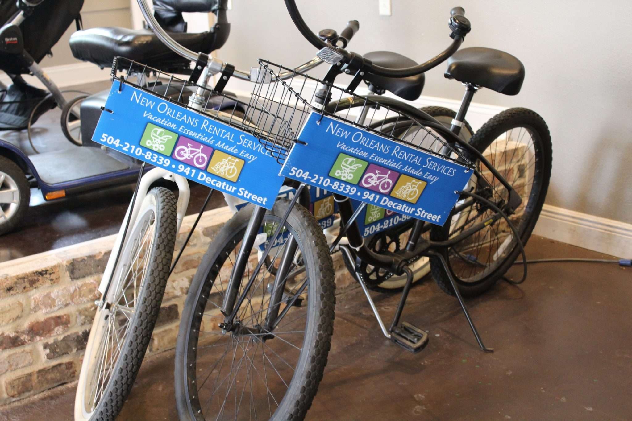 Rental bikes offered by New Orleans Rental Services in the French Quarter