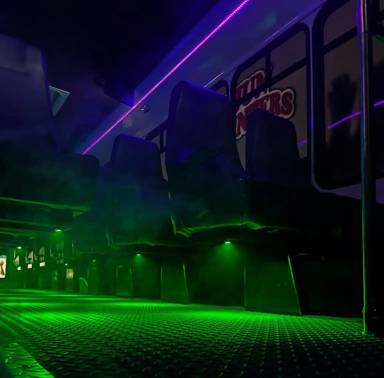 Ghost bus tour New Orleans - themed bus interior with custom lighting