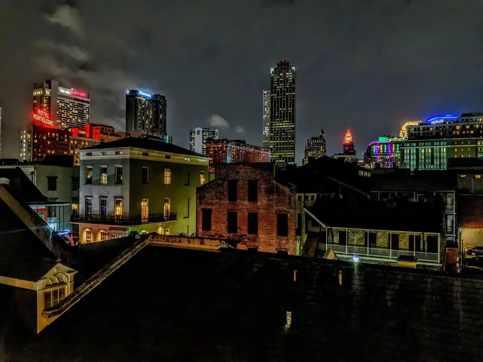 New Orleans street at night on the Ghost Bus route